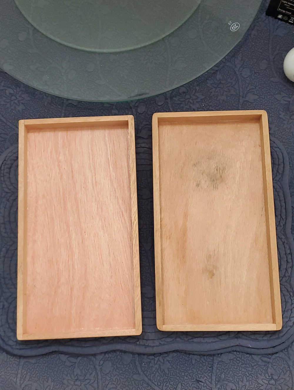 Set Of 2 Wooden Storage Tray